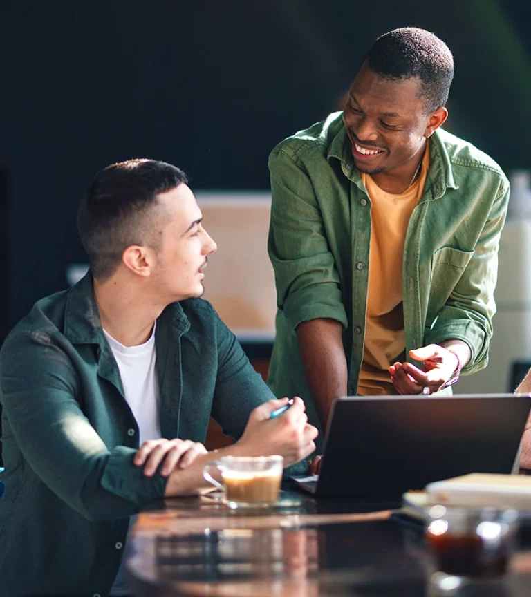 Co-workers collaborating together